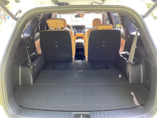 쏘렌토 하이브리드 트렁크 공간(3열 폴딩 시).<장우진 기자>